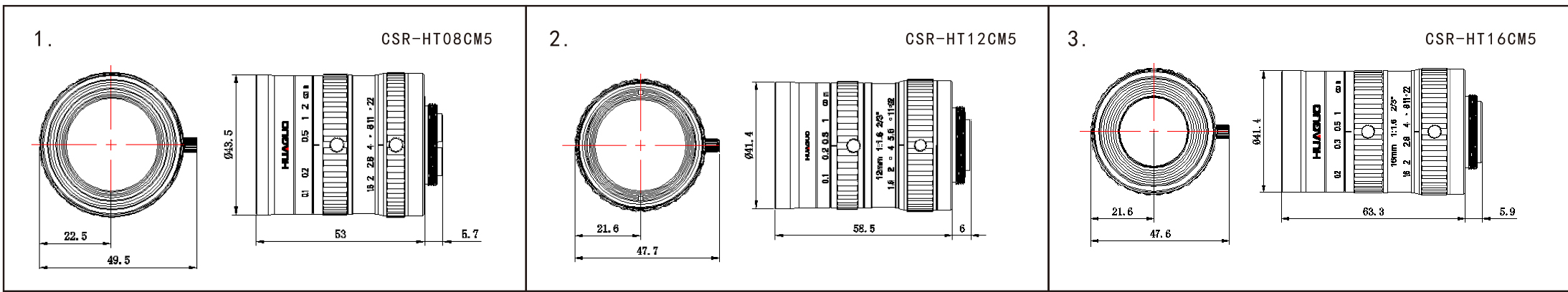 500萬CCTV定焦鏡頭尺寸圖 500萬CCTV定焦鏡頭尺寸圖